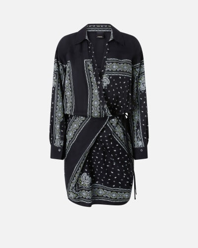ワンピース PINKO Mesopotamia viscose dress bandana print profiles Mesopotamia viscose dress with bandana print and georgette
