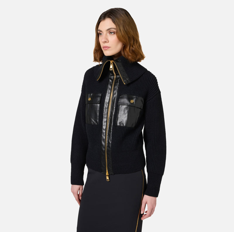 ELISABETTA FRANCHI KNIT CARDIGAN WITH ZIP