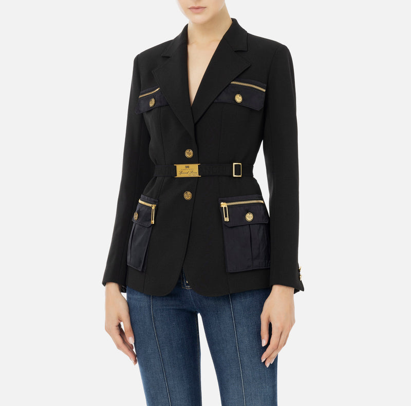 ELISABETTA FRANCHI JACKET WITH POCKETS & BELT