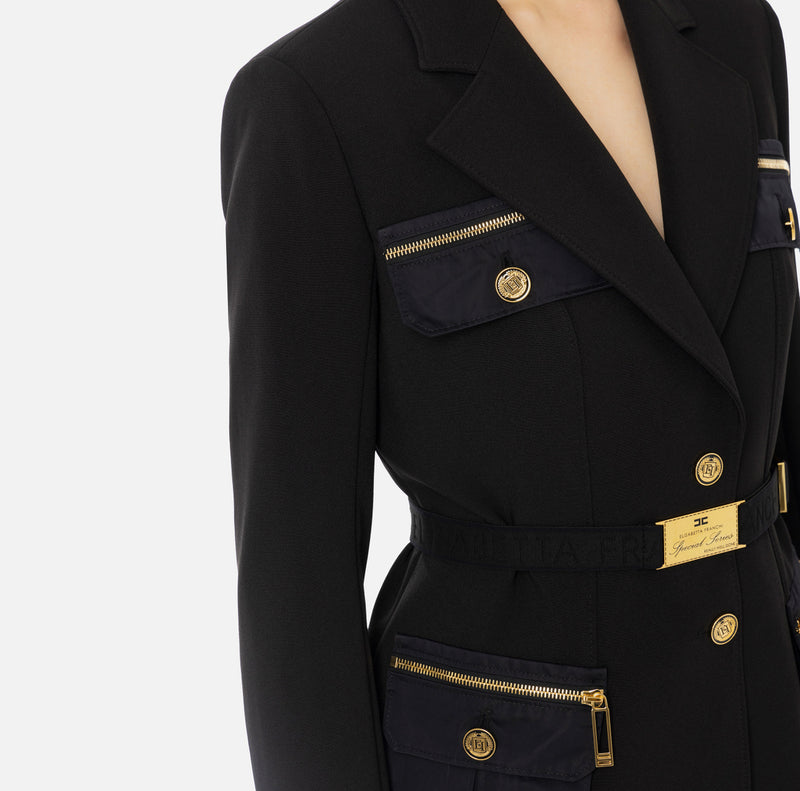 ELISABETTA FRANCHI JACKET WITH POCKETS & BELT