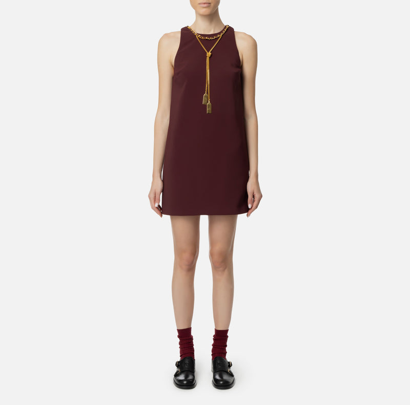 ELISABETTA FRANCHI BOXY DRESS WITH CHAIN