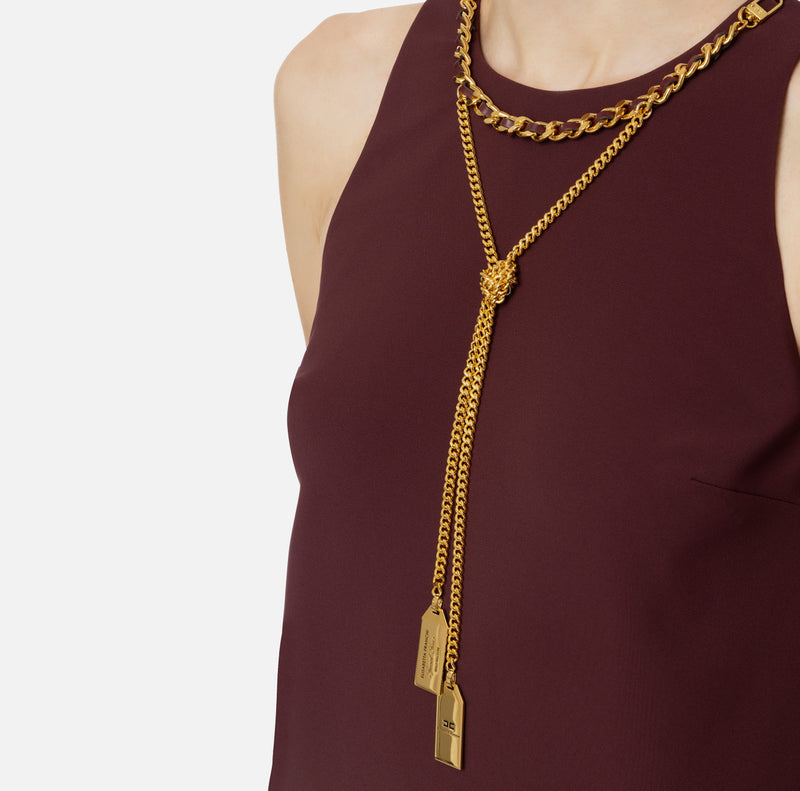 ELISABETTA FRANCHI BOXY DRESS WITH CHAIN