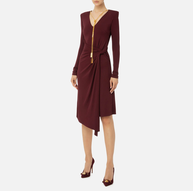 ELISABETTA FRANCHI MIDI DRESS WITH CHAIN DETAIL