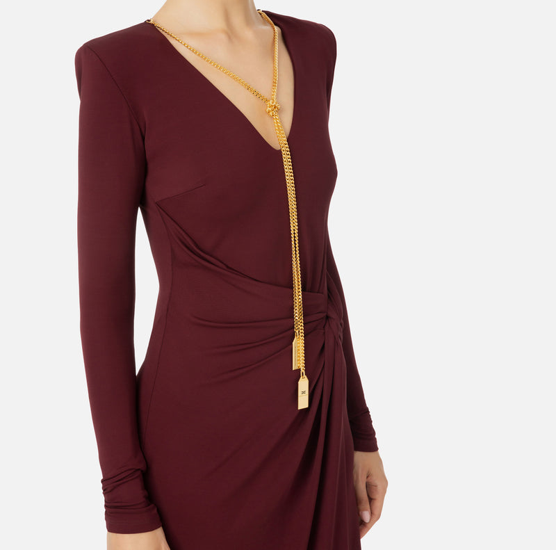 ELISABETTA FRANCHI MIDI DRESS WITH CHAIN DETAIL