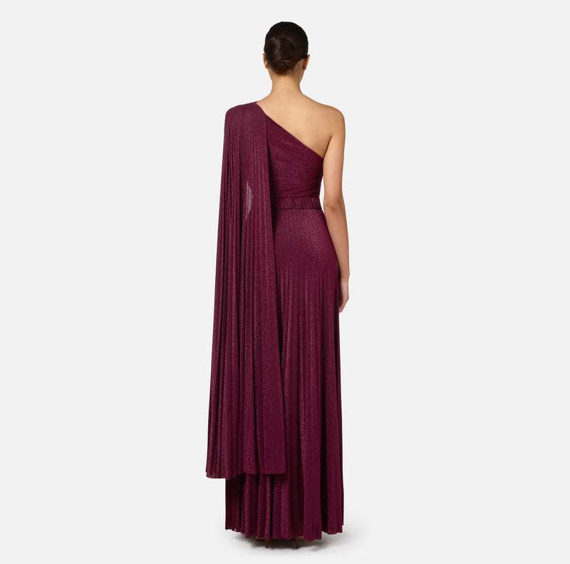 ELISABETTA FRANCHI ONE SHOULDER RED CARPET LUREX DRESS