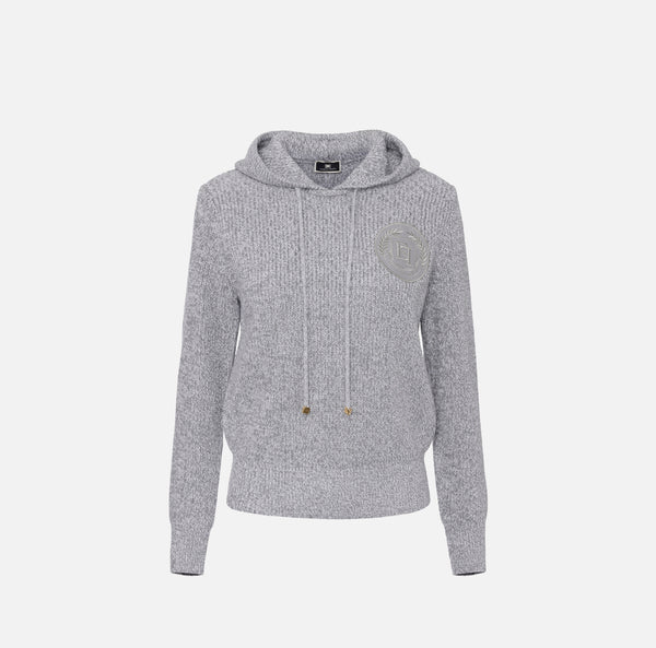 ELISABETTA FRANCHI PULLOVER WITH LOGO PATCH