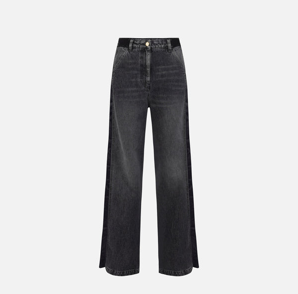 ELISABETTA FRANCHI COTTON JEANS WITH NYLON STRIPE