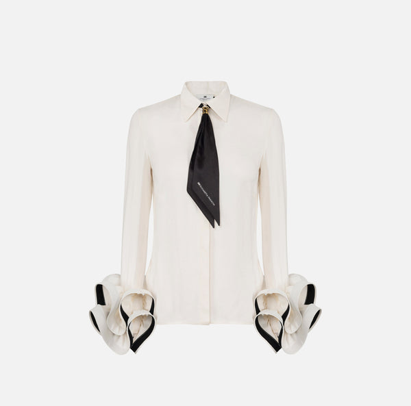 ELISABETTA FRANCHI BLOUSE WITH RUFFLE SLEEVE