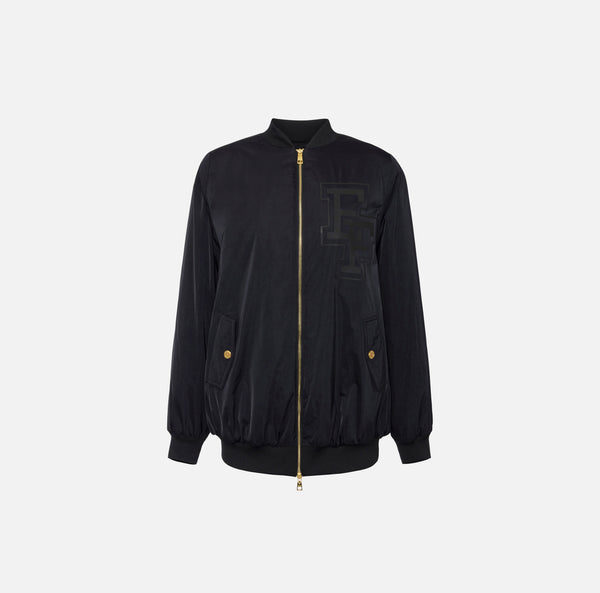 ELISABETTA FRANCHI OVERSIZED BOMBER IN SATIN NYLON