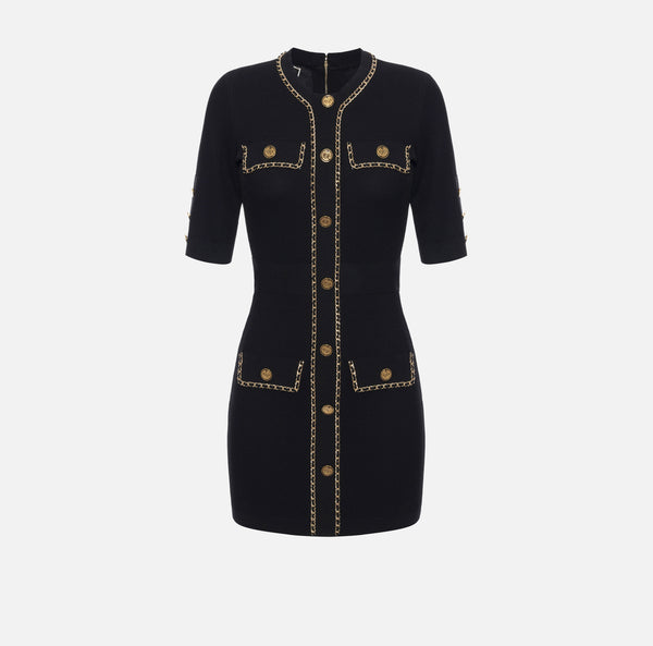 ELISABETTA FRANCHI MINI DRESS WITH CHAIN DETAIL