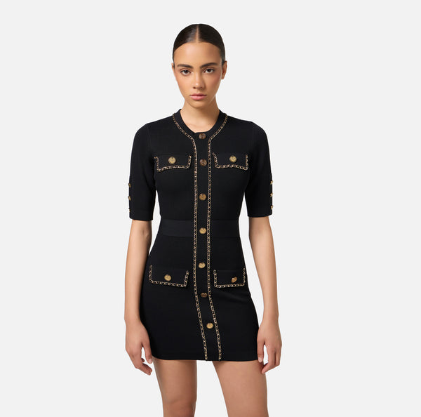 ELISABETTA FRANCHI MINI DRESS WITH CHAIN DETAIL