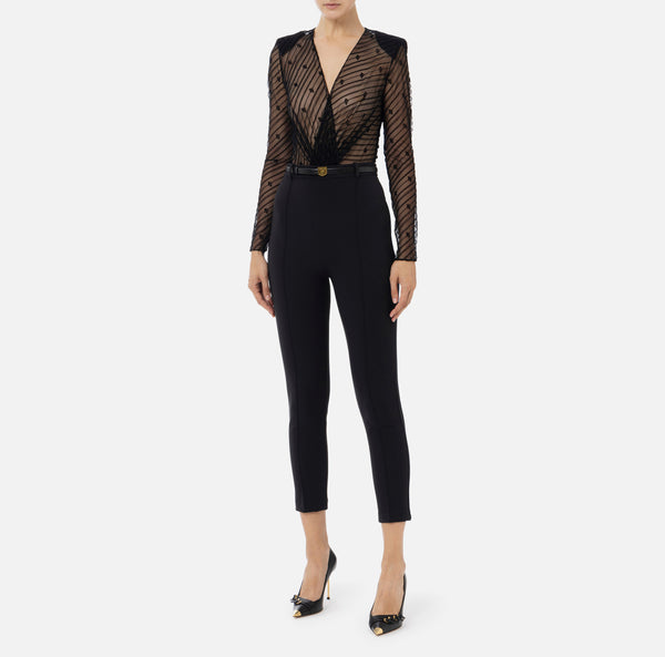 ELISABETTA FRANCHI JUMPSUIT IN FLOCKED TULLE