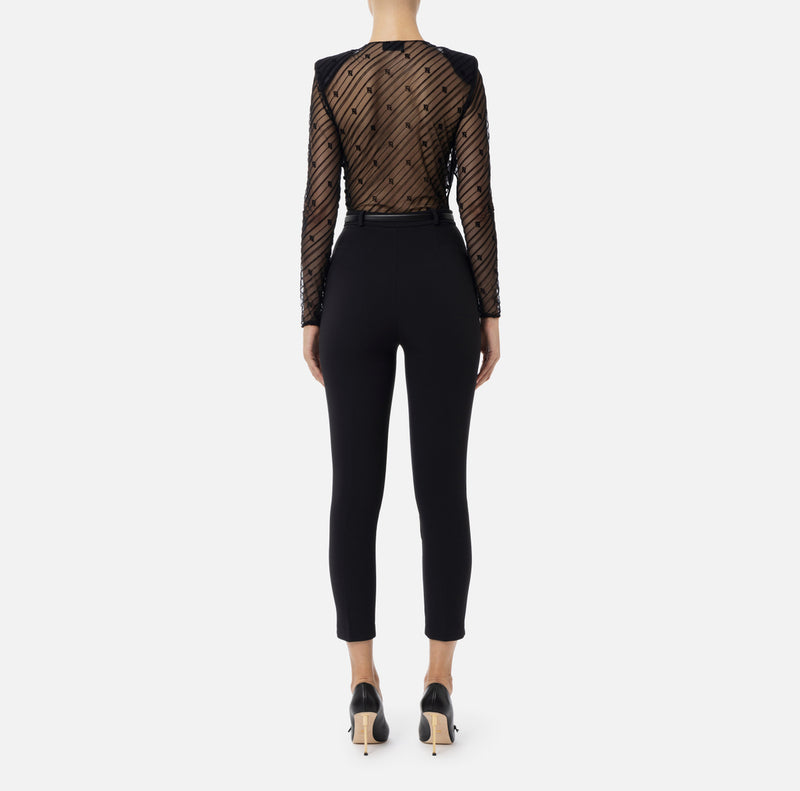 ELISABETTA FRANCHI JUMPSUIT IN FLOCKED TULLE