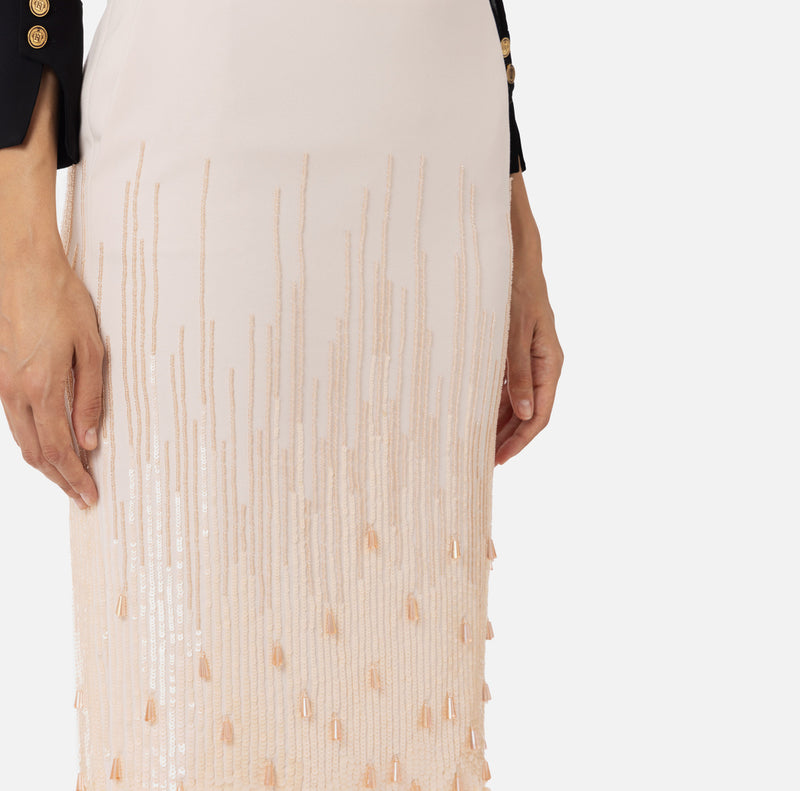 ELISABETTA FRANCHI MIDI SKIRT WITH SEQUIN EMBROIDERY