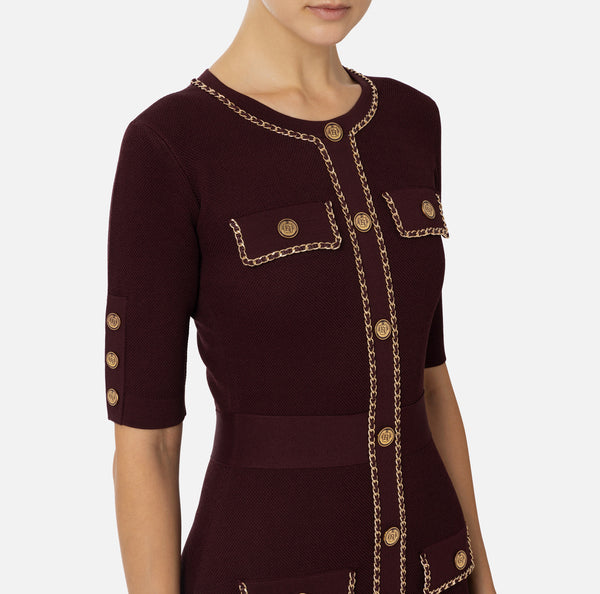 ELISABETTA FRANCHI MINI DRESS WITH CHAIN DETAIL