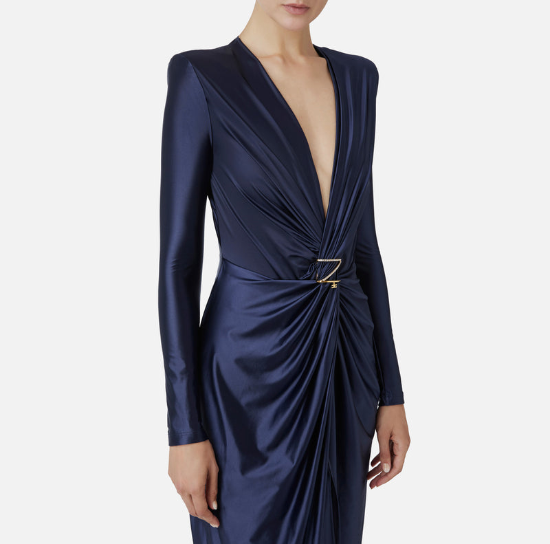 ELISABETTA FRANCHI RED CARPET DRESS IN LYCRA