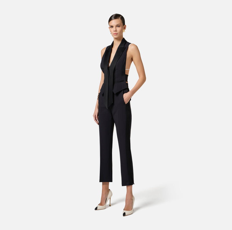 ELISABETTA FRANCHI TROUSER WITH SATIN STRIPE