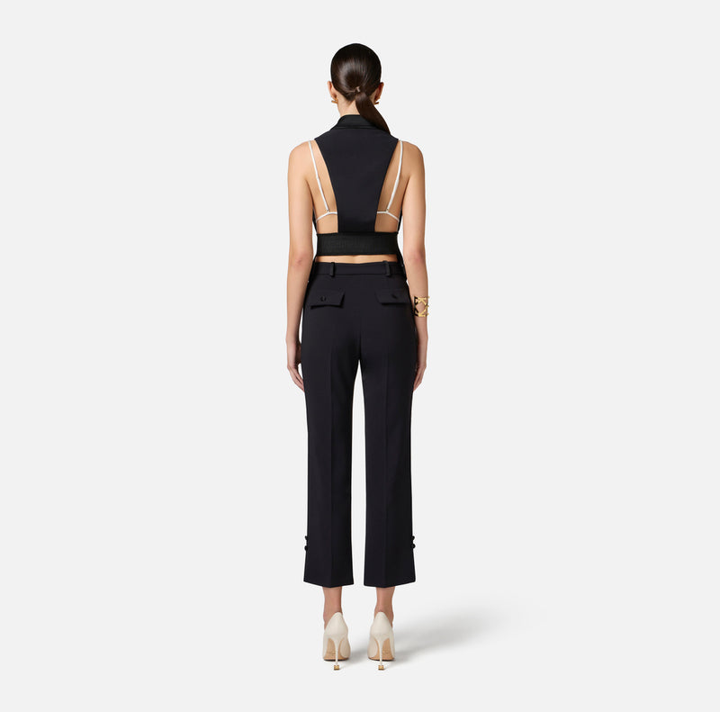 ELISABETTA FRANCHI TROUSER WITH SATIN STRIPE