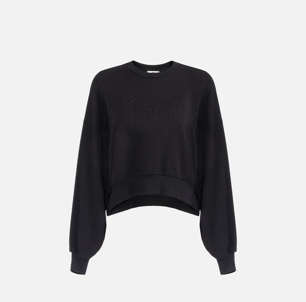 ELISABETTA FRANCHI COTTON SWEATSHIRT WITH LOGO