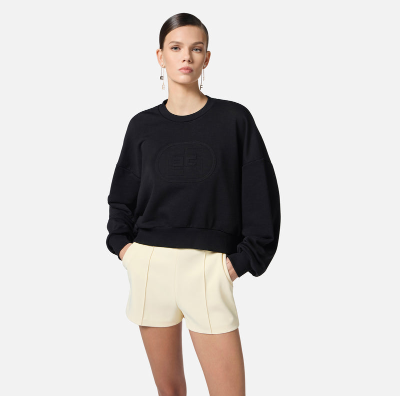 ELISABETTA FRANCHI COTTON SWEATSHIRT WITH LOGO