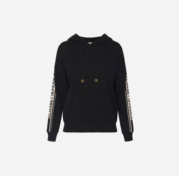 ELISABETTA FRANCHI SWEATSHIRT WITH HOOD AND LOGO