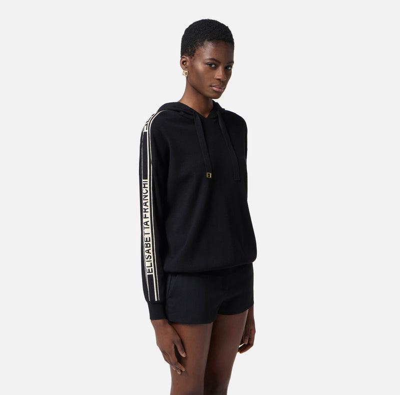 ELISABETTA FRANCHI SWEATSHIRT WITH HOOD AND LOGO