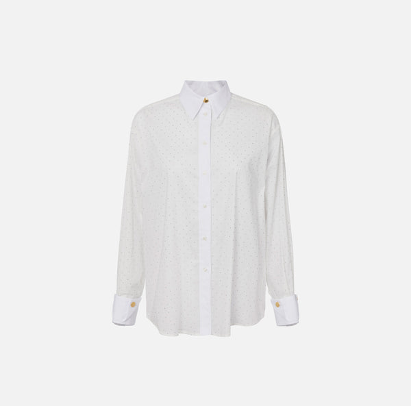 ELISABETTA FRANCHI POPIN SHIRT WITH RHINESTONE