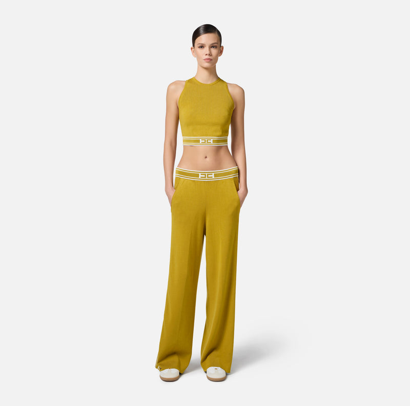 ELISABETTA FRANCHI WIDE LEG JOGGER WITH LOGO