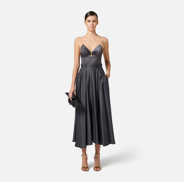 ELISABETTA FRANCHI CIRCLE SKIRT IN SATIN