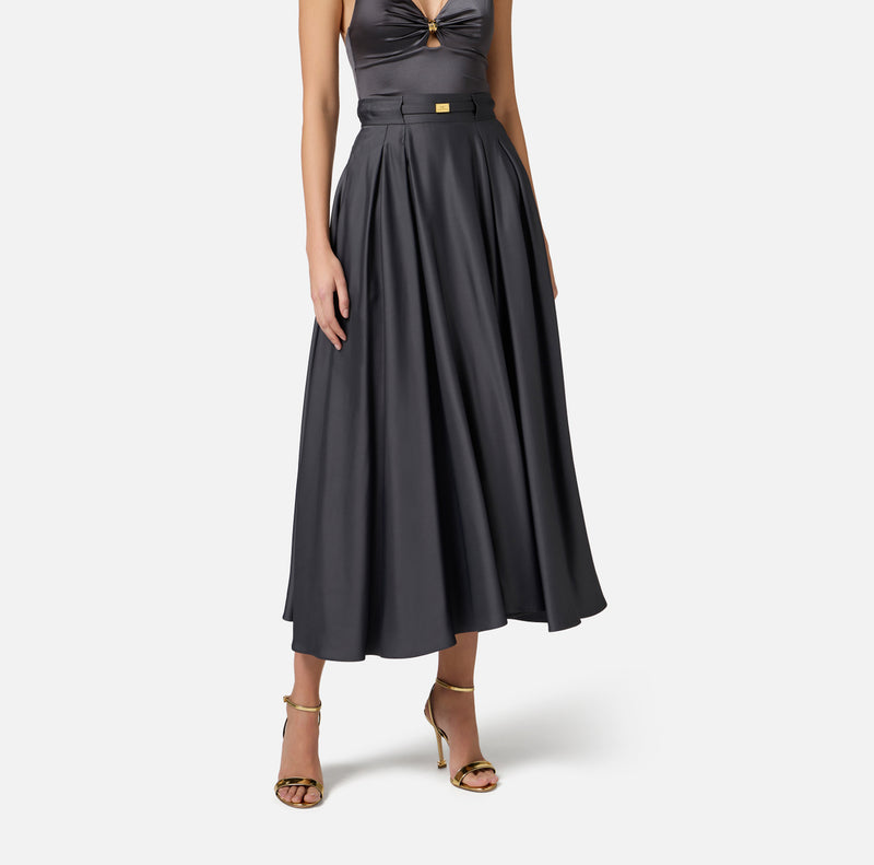 ELISABETTA FRANCHI CIRCLE SKIRT IN SATIN