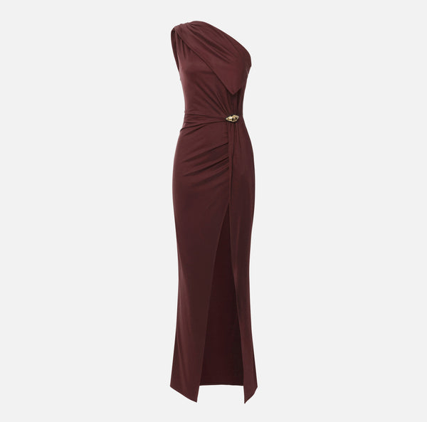 ELISABETTA FRANCHI RED CARPET ASYMMETRICAL DRESS