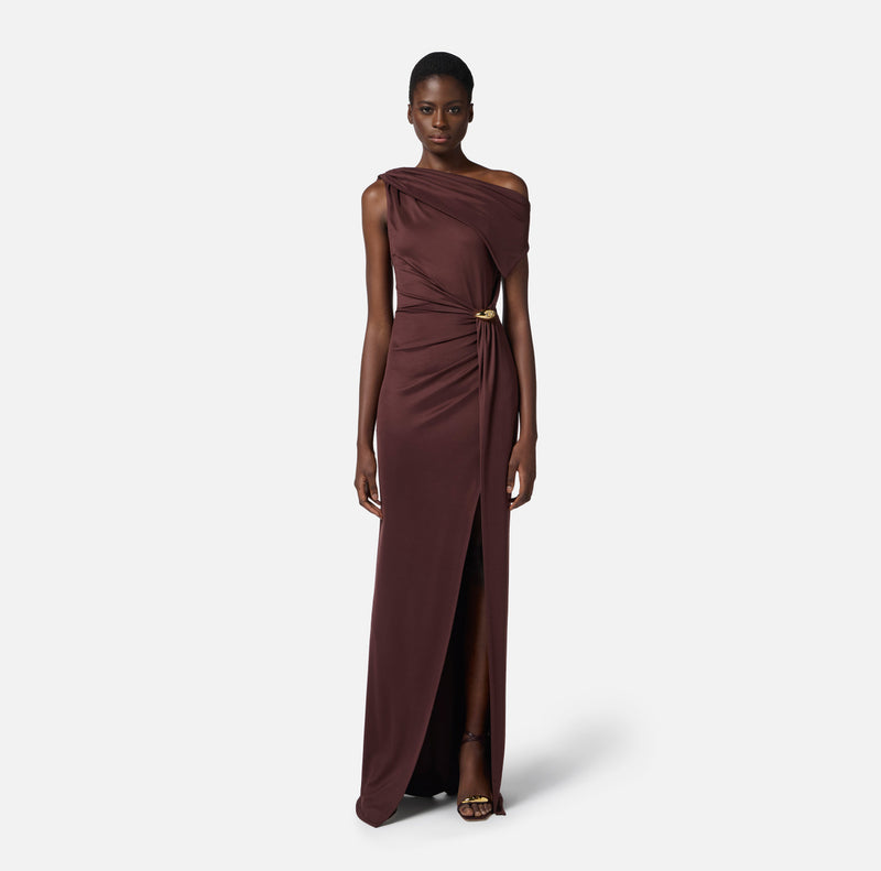 ELISABETTA FRANCHI RED CARPET ASYMMETRICAL DRESS