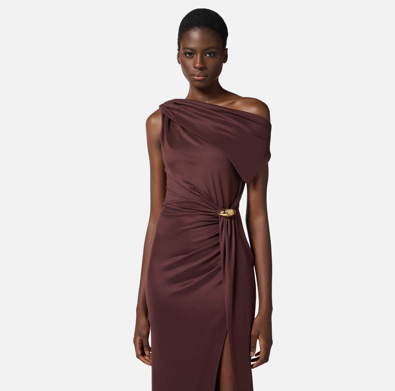 ELISABETTA FRANCHI RED CARPET ASYMMETRICAL DRESS