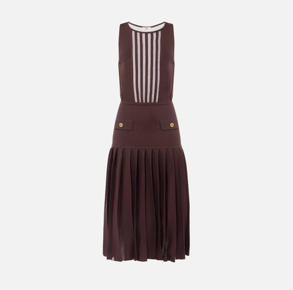 ELISABETTA FRANCHI KNIT DRESS WITH PLEATS