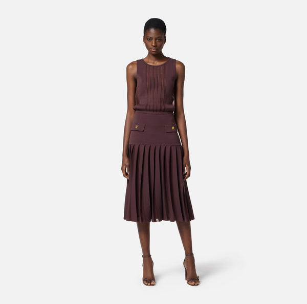 ELISABETTA FRANCHI KNIT DRESS WITH PLEATS