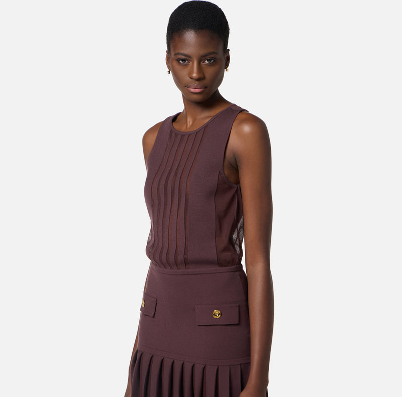 ELISABETTA FRANCHI KNIT DRESS WITH PLEATS