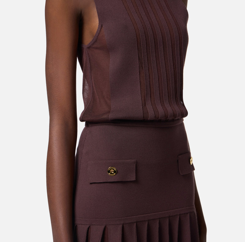 ELISABETTA FRANCHI KNIT DRESS WITH PLEATS