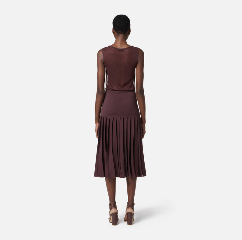 ELISABETTA FRANCHI KNIT DRESS WITH PLEATS