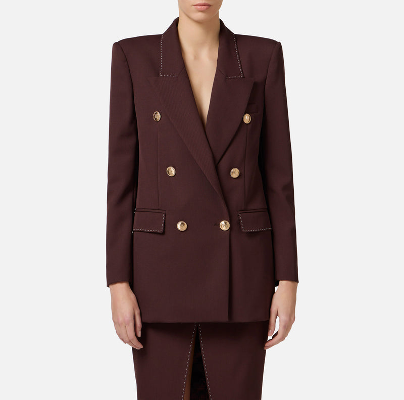 ELISABETTA FRANCHI JACKET WITH CONTRAST STITCHING