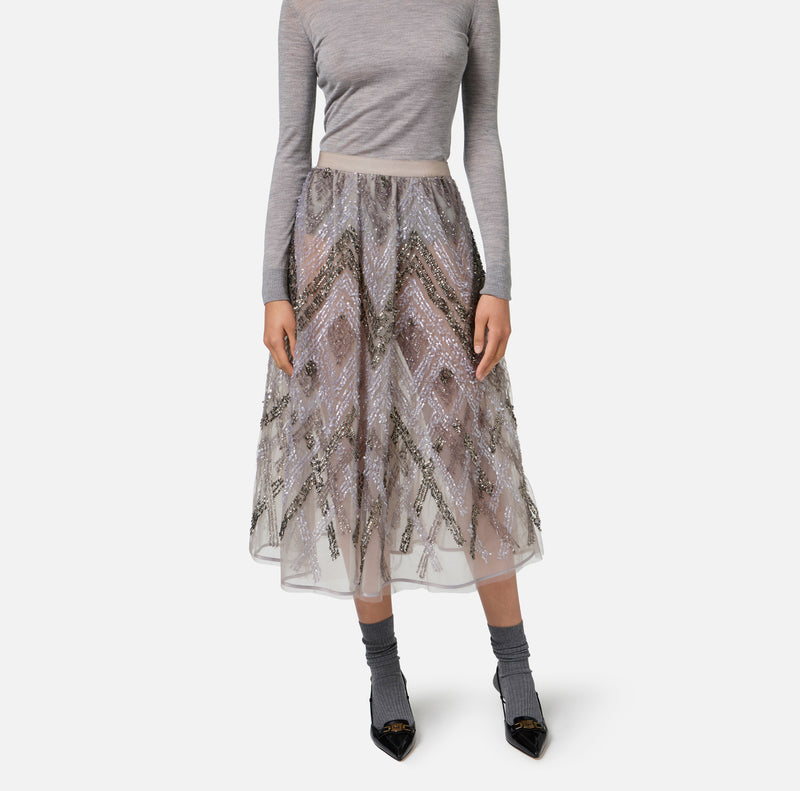 ELISABETTA FRANCHI EMBROIDERED SKIRT