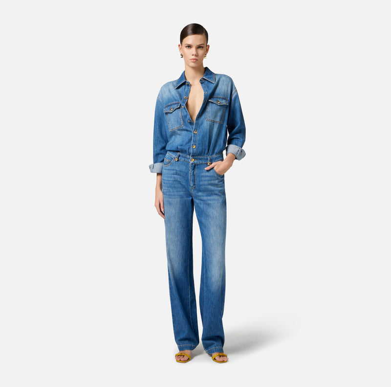 ELISABETTA FRANCHI DENIM JUMPSUIT