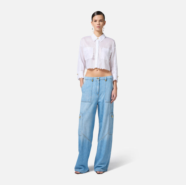 ELISABETTA FRANCHI CARGO JEANS WITH MAXI POCKETS