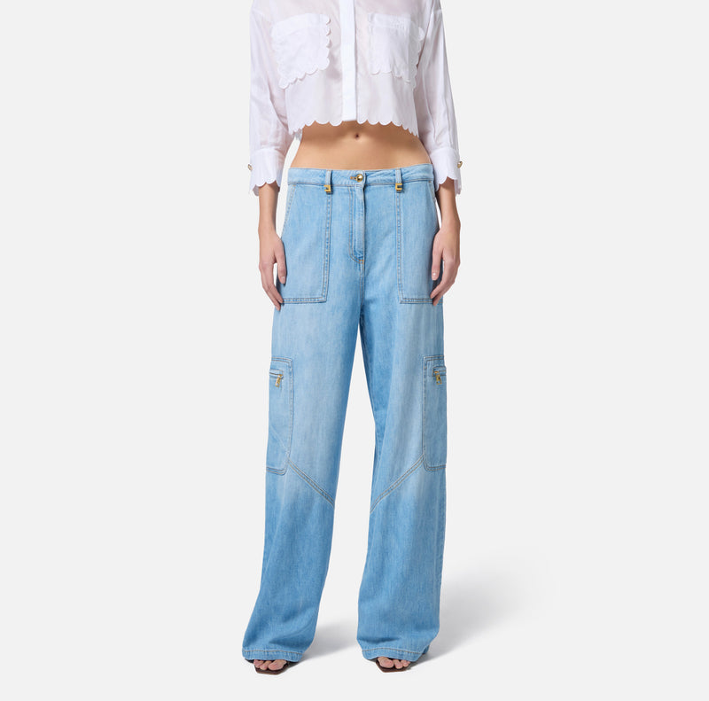 ELISABETTA FRANCHI CARGO JEANS WITH MAXI POCKETS