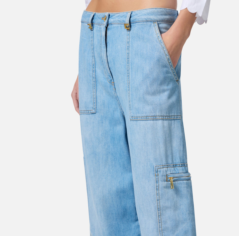 ELISABETTA FRANCHI CARGO JEANS WITH MAXI POCKETS