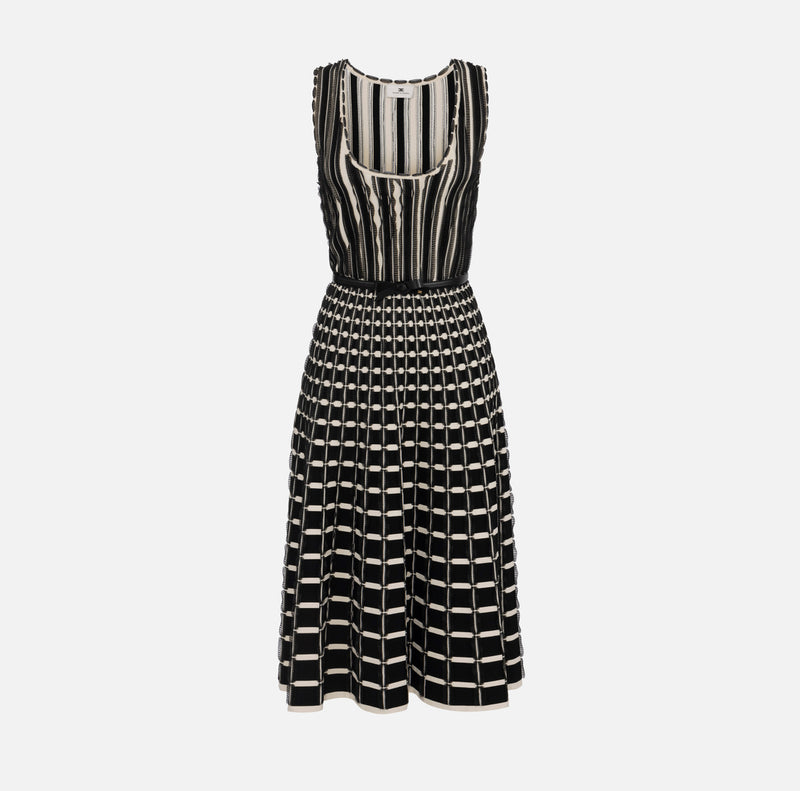 ELISABETTA FRANCHI MIDI DRESS WUTH MICRO RUFFLES