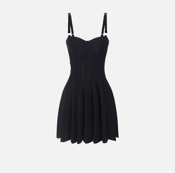 ELISABETTA FRANCHI KNIT DRESS WITH PLEATS