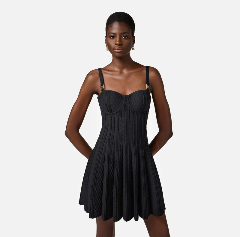 ELISABETTA FRANCHI KNIT DRESS WITH PLEATS