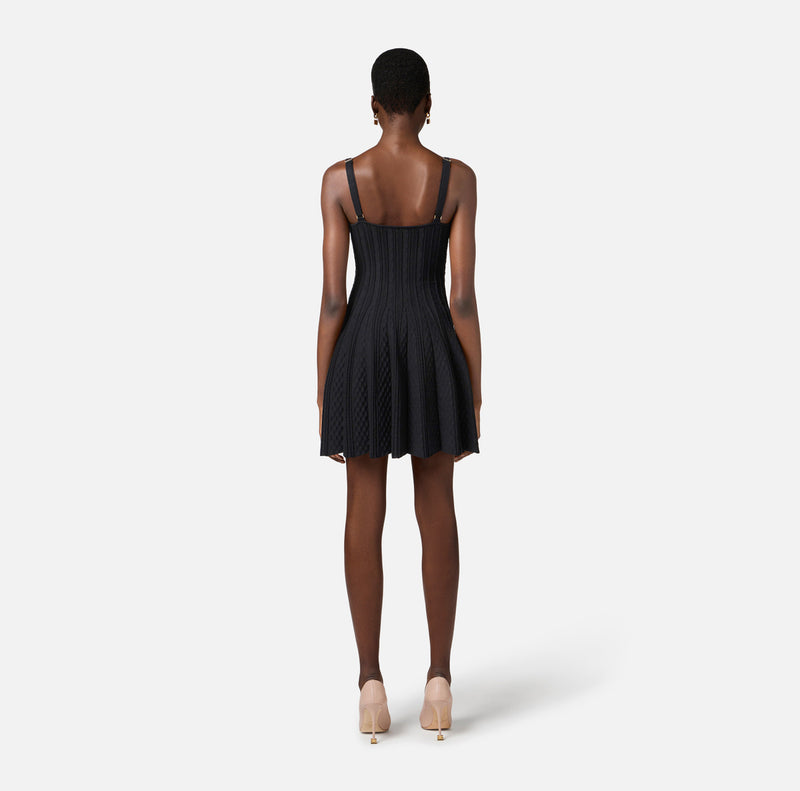 ELISABETTA FRANCHI KNIT DRESS WITH PLEATS