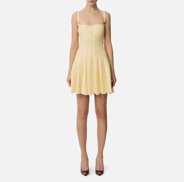 ELISABETTA FRANCHI KNIT DRESS WITH PLEATS