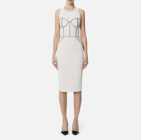 ELISABETTA FRANCHI BODYCON DRESS WITH CONTRAST PIPING